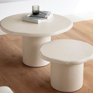 Set de 2 mesas auxiliares de microcemento Kurli 75/50cm