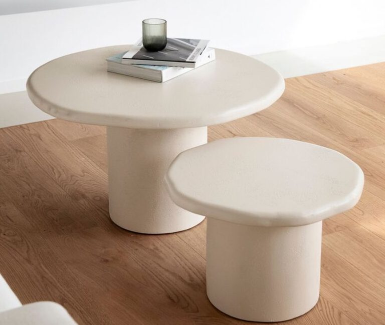 Set de 2 mesas auxiliares de microcemento Kurli 75/50cm