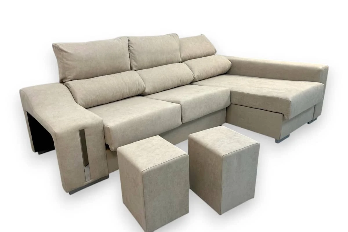 Sofá Chaiselongue Derecha OSCAR tapizado en color beige - Imagen 3