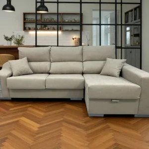 Sofá Chaiselongue Derecha OSCAR tapizado en color beige