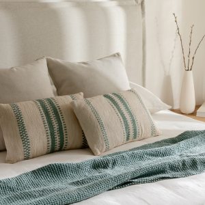 Pack 2 cojines menta y plaid turquesa