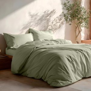 Lisos - Juego funda nórdica 100% algodón 180x220 cm cama 100/105 cm verde
